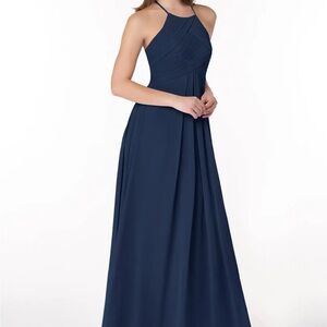 Azazie Ginger Dark Navy Bridesmaids Dress EUC size A2